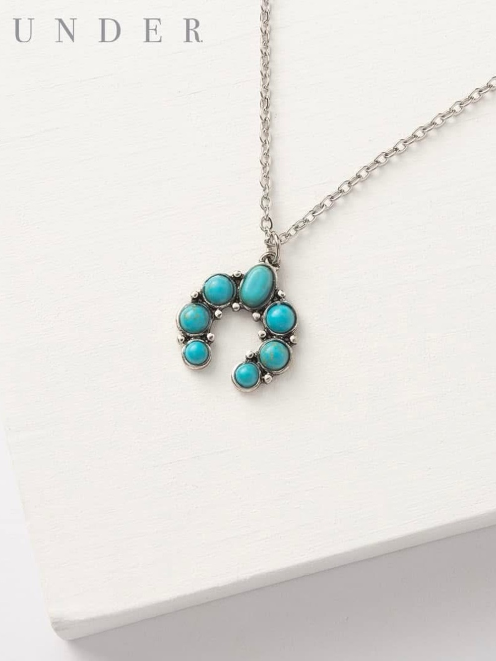 Plunder Design Lucie Turquoise Color Pendant Stainless Steel Necklace Horseshoe - Picture 1 of 9